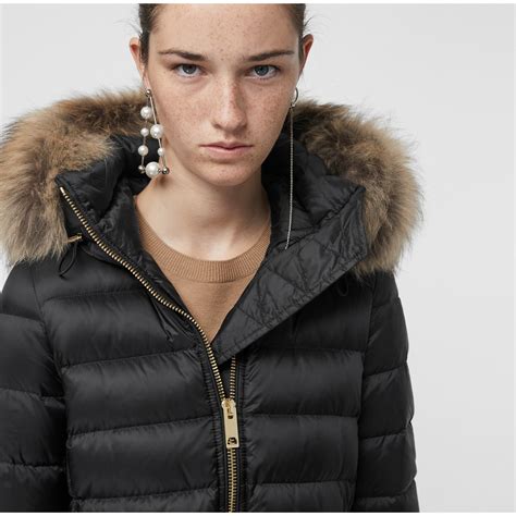 burberry parka with fur-trim hood and down-filled warmer|Women’s Puffer Jackets .